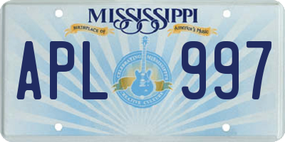 MS license plate APL997