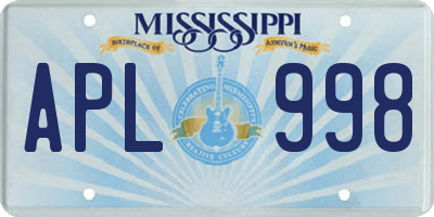 MS license plate APL998
