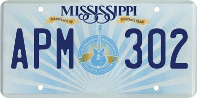 MS license plate APM302