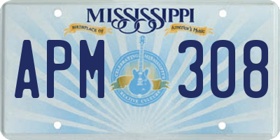 MS license plate APM308