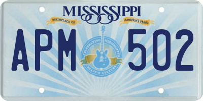 MS license plate APM502