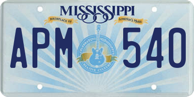 MS license plate APM540