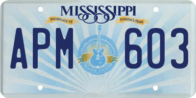 MS license plate APM603