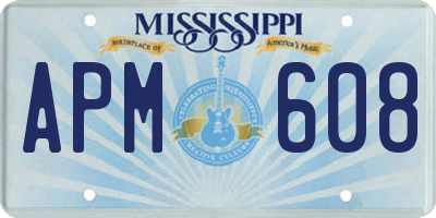 MS license plate APM608