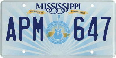 MS license plate APM647