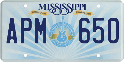 MS license plate APM650