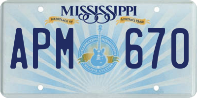 MS license plate APM670