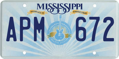 MS license plate APM672