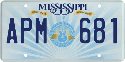 MS license plate APM681