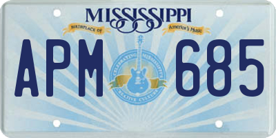 MS license plate APM685