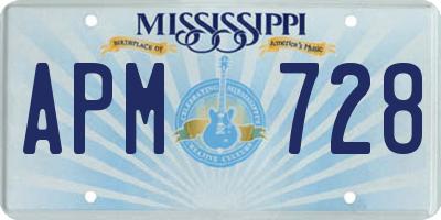 MS license plate APM728