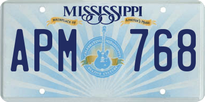 MS license plate APM768