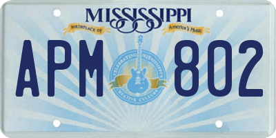 MS license plate APM802