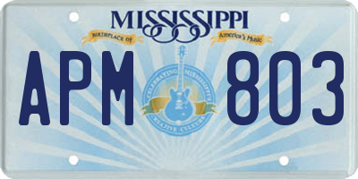 MS license plate APM803