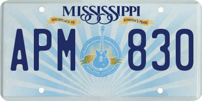 MS license plate APM830