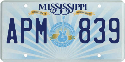 MS license plate APM839