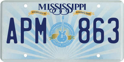 MS license plate APM863