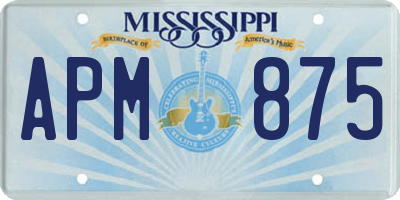 MS license plate APM875