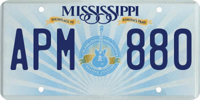 MS license plate APM880