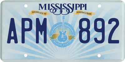 MS license plate APM892