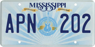 MS license plate APN202