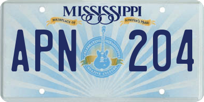 MS license plate APN204