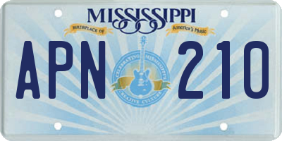 MS license plate APN210