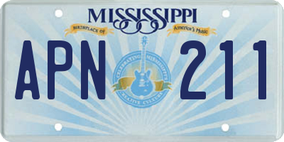 MS license plate APN211