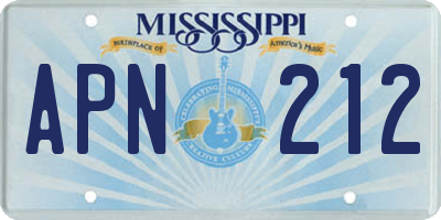MS license plate APN212