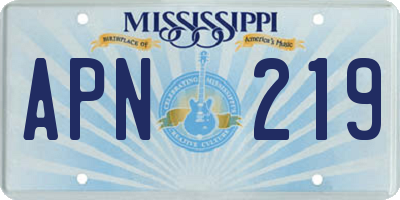 MS license plate APN219