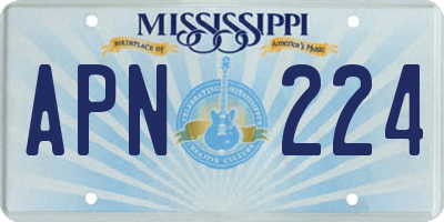 MS license plate APN224