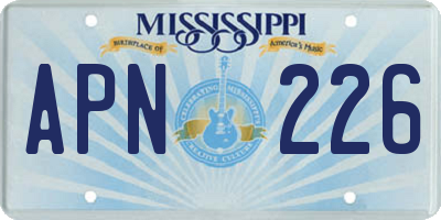 MS license plate APN226