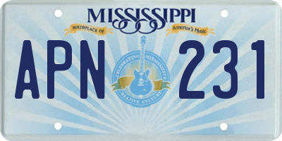 MS license plate APN231