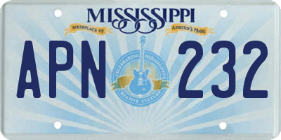 MS license plate APN232