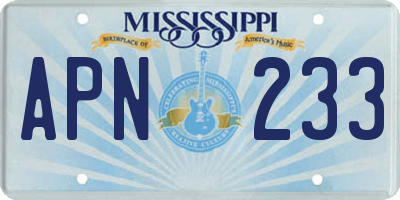 MS license plate APN233