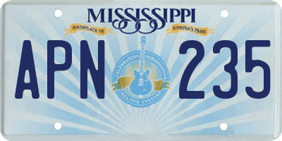 MS license plate APN235