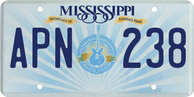 MS license plate APN238