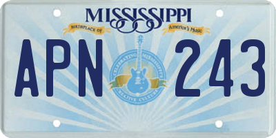 MS license plate APN243