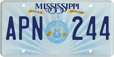 MS license plate APN244