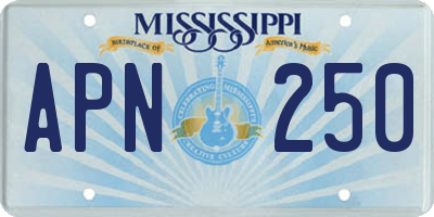 MS license plate APN250