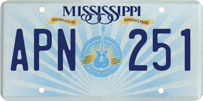 MS license plate APN251