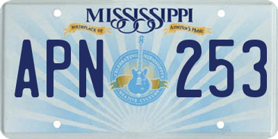 MS license plate APN253