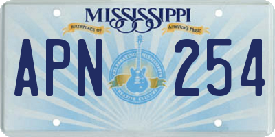MS license plate APN254