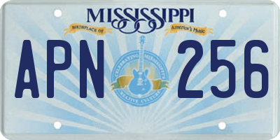 MS license plate APN256