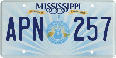 MS license plate APN257