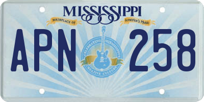 MS license plate APN258