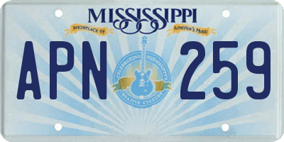MS license plate APN259