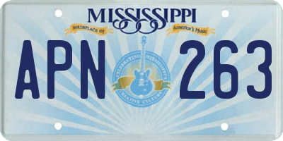 MS license plate APN263