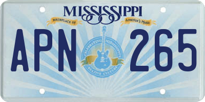 MS license plate APN265