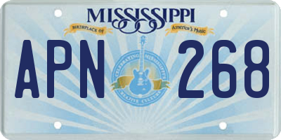 MS license plate APN268